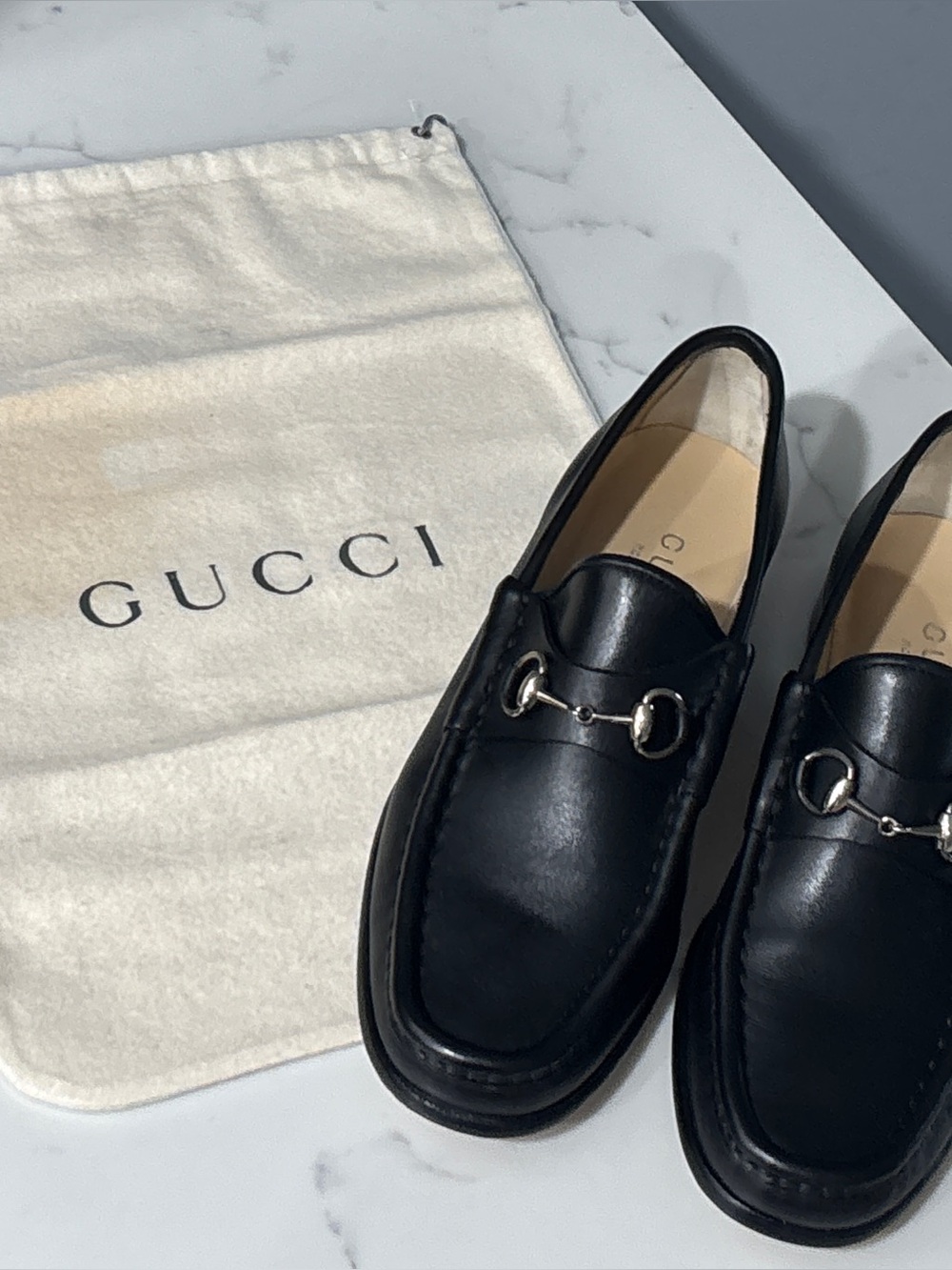 GUCCI 1953 Horsebit Loafer Black Leather Silver Tone Hardware Womens 37 C 7 - Picture 7 of 16